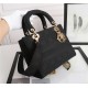 MEDIUM LADY D-LITE BAG Cannage Embroidery Black High