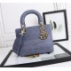 MEDIUM LADY D-LITE BAG Cannage Embroidery Denim Blue High