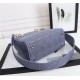 MEDIUM LADY D-LITE BAG Cannage Embroidery Denim Blue High