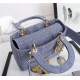 MEDIUM LADY D-LITE BAG Cannage Embroidery Denim Blue High