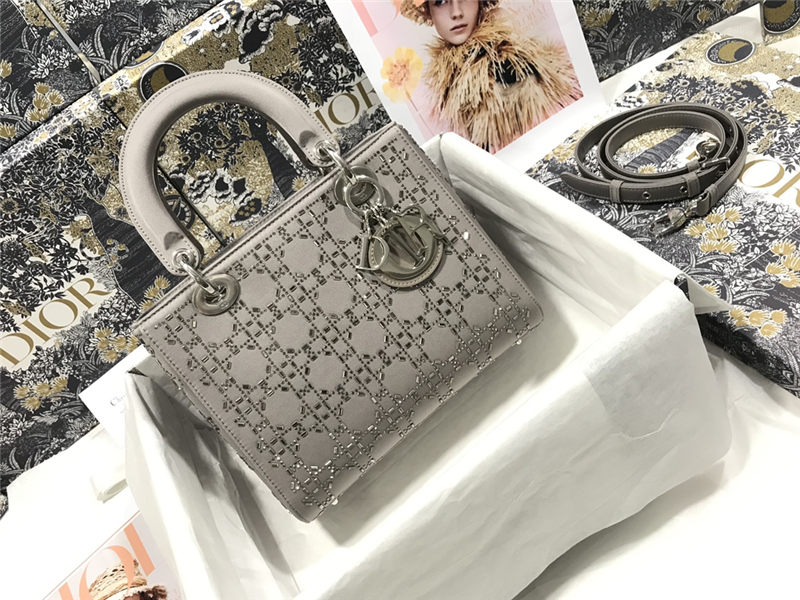 MEDIUM LADY Dior BAG Strass Cannage Satin High