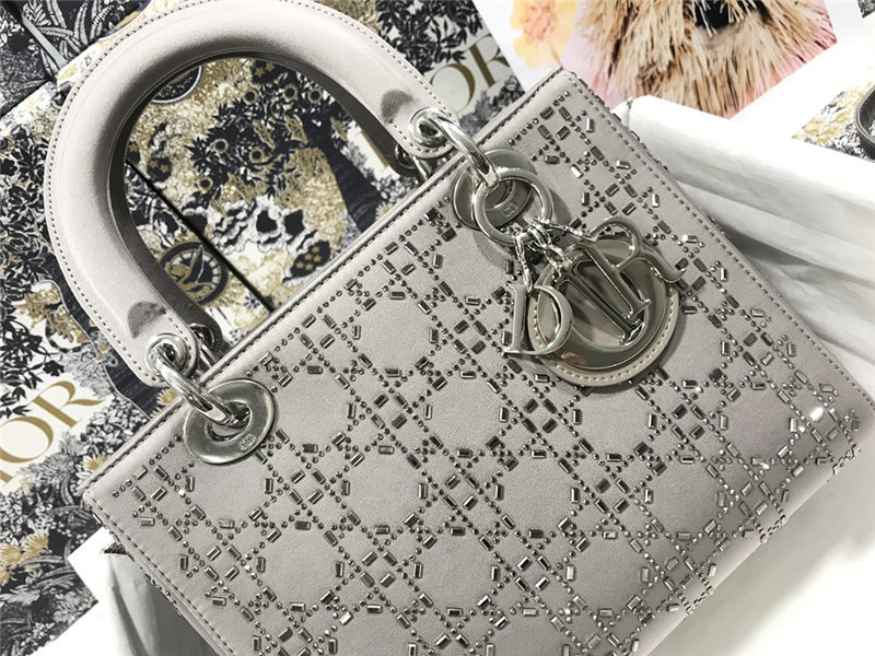 MEDIUM LADY Dior BAG Strass Cannage Satin High