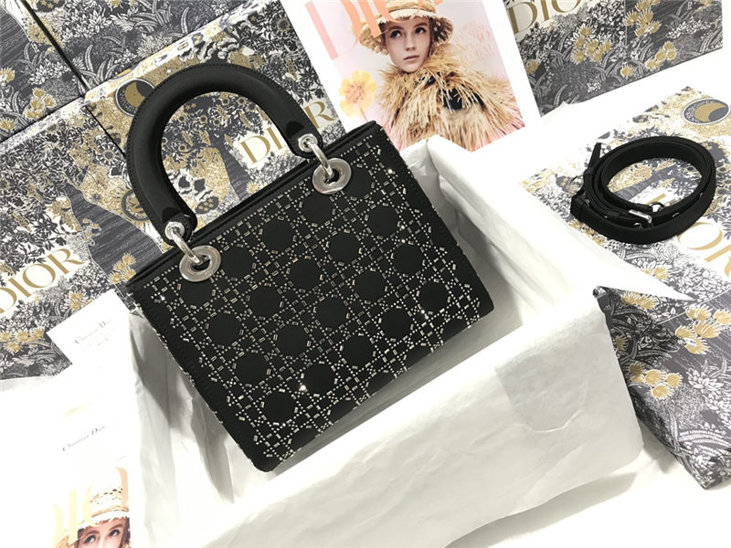 MEDIUM LADY Dior BAG Strass Cannage Satin High