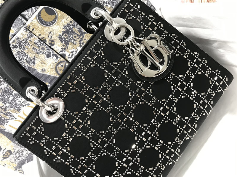 MEDIUM LADY Dior BAG Strass Cannage Satin High