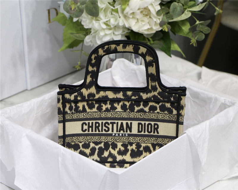 MINI Dior BOOK TOTE Beige Multicolor Mizza Embroidery High