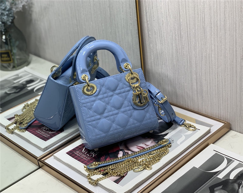 MINI LADY Dior BAG Patent Cannage Calfskin Sky Blue High