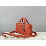 LADY D-JOY BAG MEDIUM Cannage Lambskin Orange High