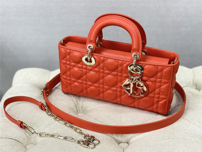 LADY D-JOY BAG MEDIUM Cannage Lambskin Orange High