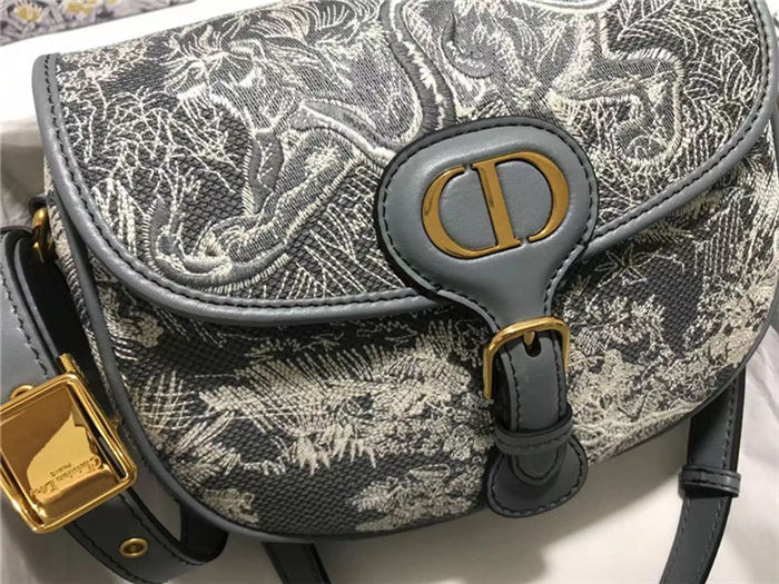 MEDIUM Dior BOBBY BAG Embroidery Grey High