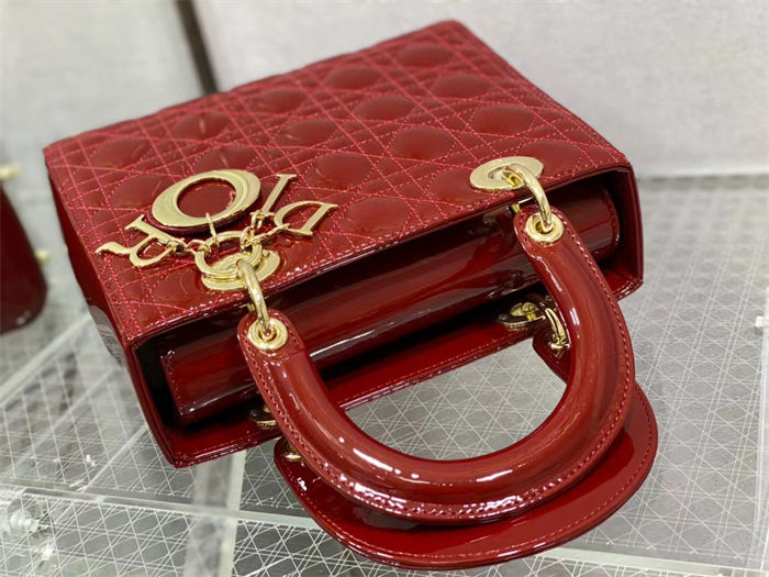 MEDIUM LADY Dior BAG Patent Cannage Calfskin High