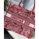 MEDIUM Dior BOOK TOTE Toile de Jouy Reverse Embroidery Red High