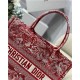 MEDIUM Dior BOOK TOTE Toile de Jouy Reverse Embroidery Red High