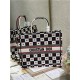 LARGE Dior BOOK TOTE Black, White and Red D-Chess Heart Embroidery High