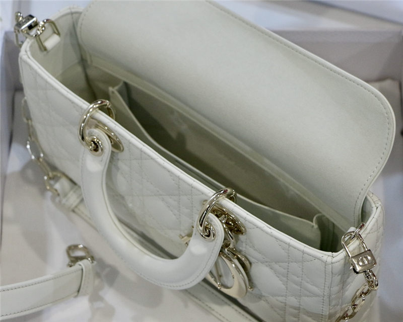 LADY D-JOY BAG MEDIUM Cannage Lambskin Cream High