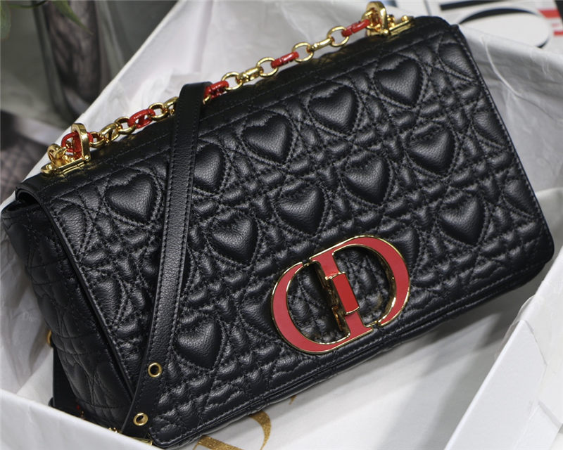 MEDIUM Dior CARO BAG Supple Cannage Calfskin Heart High