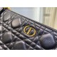 LARGE Dior CARO DAILY POUCH Supple Cannage Calfskin Black High