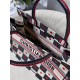 MEDIUM Dior BOOK TOTE Black, White and Red D-Chess Heart Embroidery High