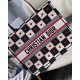 MEDIUM Dior BOOK TOTE Black, White and Red D-Chess Heart Embroidery High