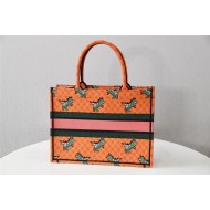 MEDIUM Dior BOOK TOTE Multicolor Dragon & Fire Embroidery Orange High