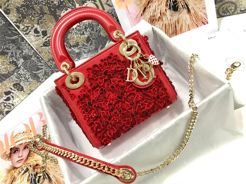 MINI LADY Dior BAG Embroidery Calfskin High