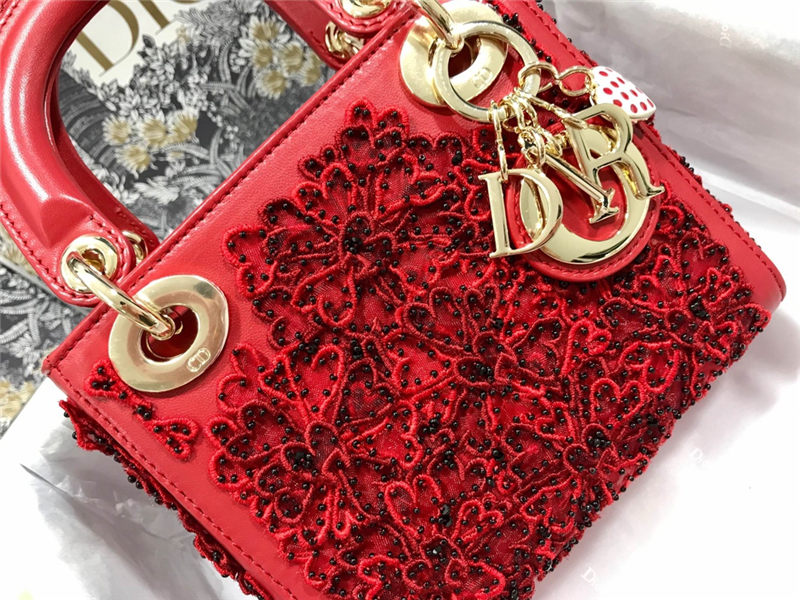 MINI LADY Dior BAG Embroidery Calfskin High