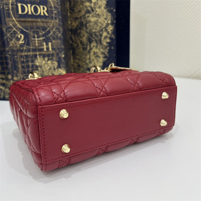 MINI LADY Dior BAG Cannage Lambskin Gold Metal Cherry High