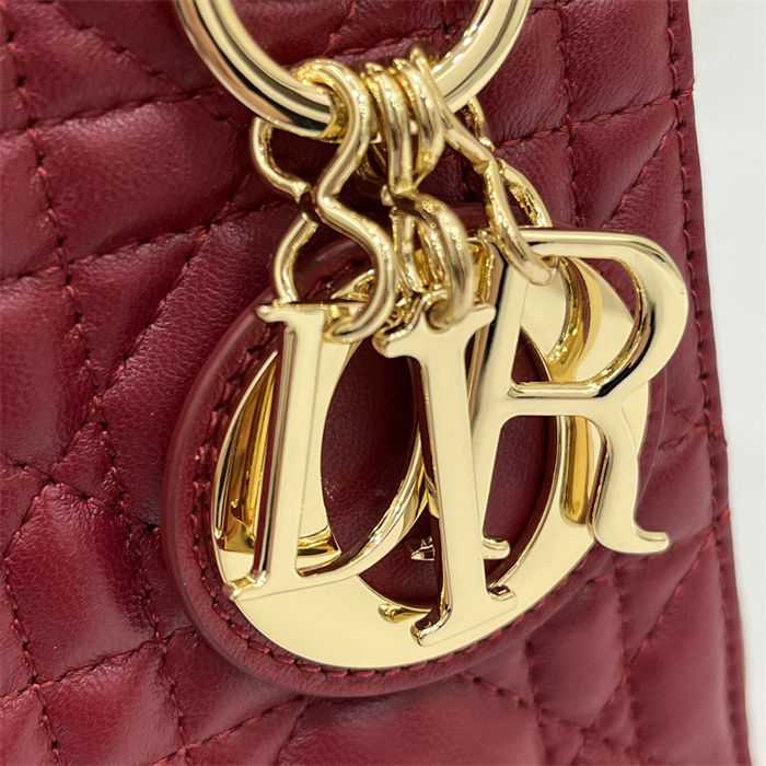 MINI LADY Dior BAG Cannage Lambskin Gold Metal Cherry High