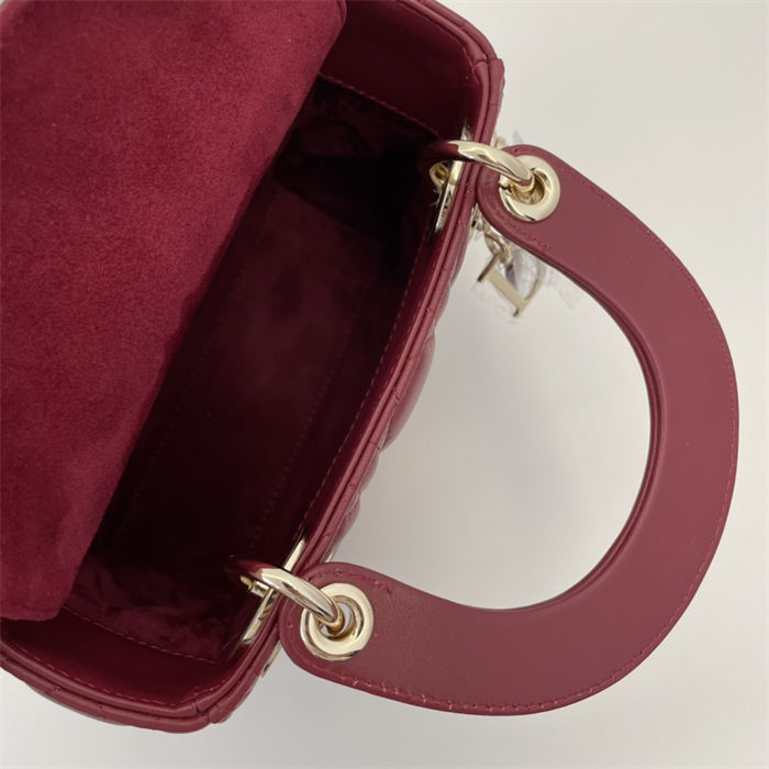 MINI LADY Dior BAG Cannage Lambskin Gold Metal Cherry High