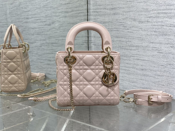 MINI LADY Dior BAG Cannage Lambskin Gold Metal Pink High