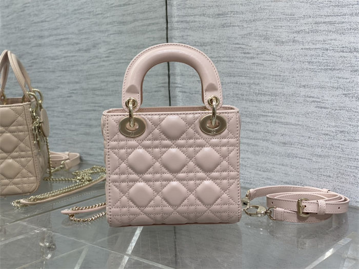 MINI LADY Dior BAG Cannage Lambskin Gold Metal Pink High