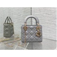 MINI LADY Dior BAG Cannage Lambskin Gold Metal Grey High