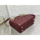 MINI LADY Dior BAG Cannage Lambskin Gold Metal Burgundy High