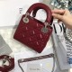 MINI LADY Dior BAG Cannage Lambskin Silver Metal Burgundy High