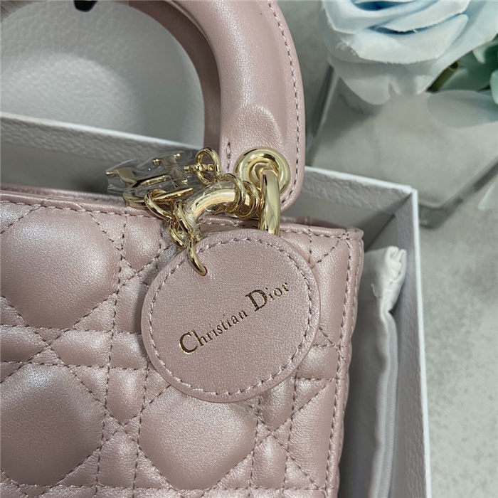 MINI LADY Dior BAG Cannage Lambskin Gold Metal Pink High