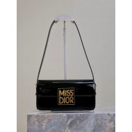 MISS DIOR FLAP BAG Patent Calfskin Black High