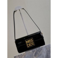 MISS DIOR FLAP BAG Patent Calfskin Black High