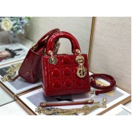 MINI LADY Dior BAG Patent Cannage Calfskin Red High