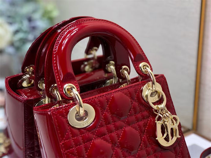 MINI LADY Dior BAG Patent Cannage Calfskin Red High