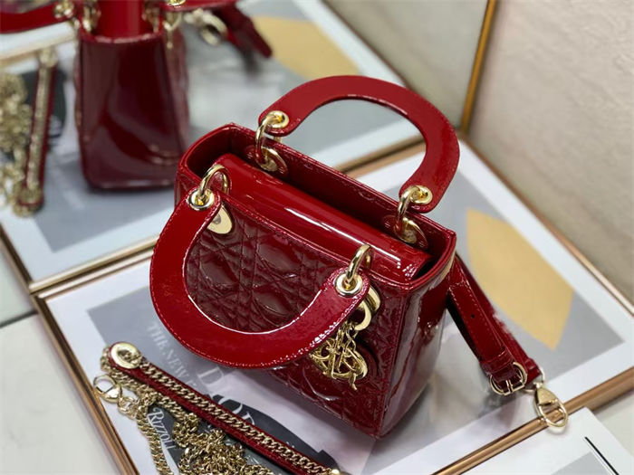 MINI LADY Dior BAG Patent Cannage Calfskin Red High