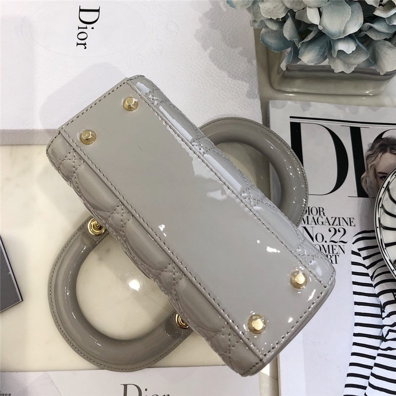 MINI LADY Dior BAG Patent Cannage Calfskin Grey High