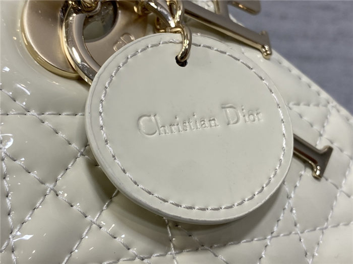 MINI LADY Dior BAG Patent Cannage Calfskin White High