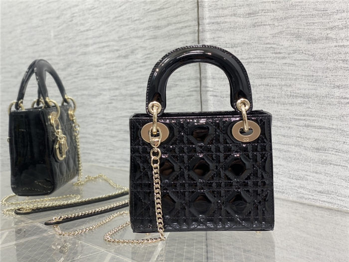 MINI LADY Dior BAG Patent Cannage Calfskin Black High