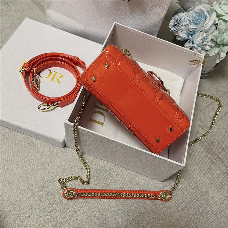 MINI LADY Dior BAG Patent Cannage Calfskin Orange High