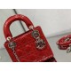 MINI LADY Dior BAG Patent Cannage Calfskin Silver Metal Cherry High