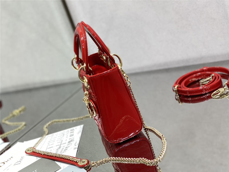 MINI LADY Dior BAG Patent Cannage Calfskin Cherry  High