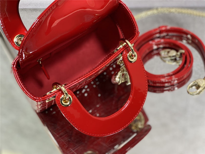 MINI LADY Dior BAG Patent Cannage Calfskin Cherry  High