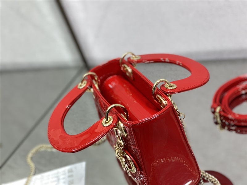 MINI LADY Dior BAG Patent Cannage Calfskin Cherry  High