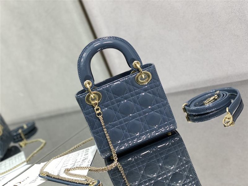 MINI LADY Dior BAG Patent Cannage Calfskin Blue High