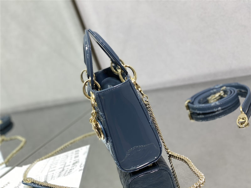 MINI LADY Dior BAG Patent Cannage Calfskin Blue High