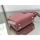 MINI LADY Dior BAG Patent Cannage Calfskin Silver Metal Dusty Pink High